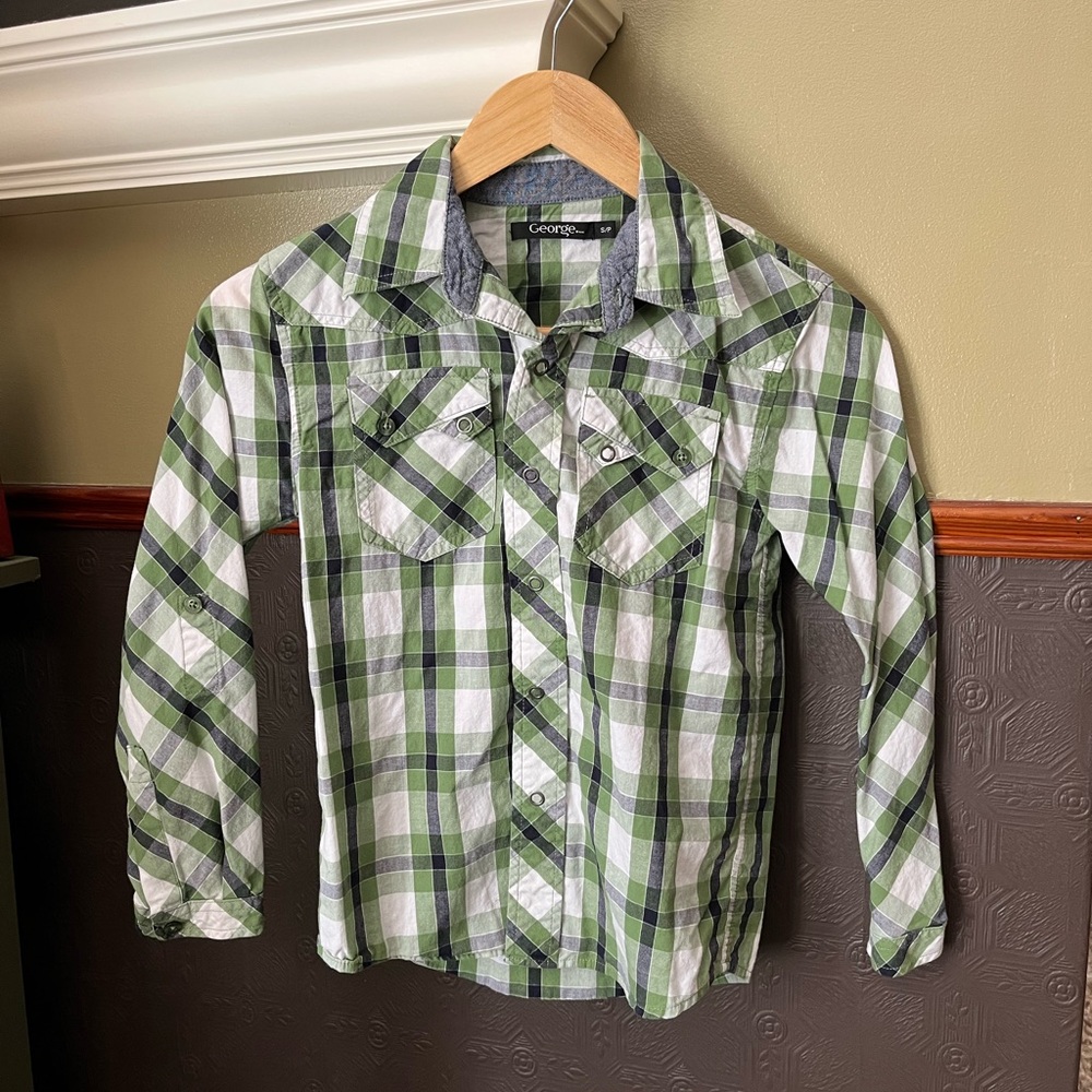 George Size S/P Boy Plaid Long-sleeve shirt, EUC